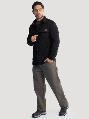 Men's Workwear Diamond Quilted Shacket in Black