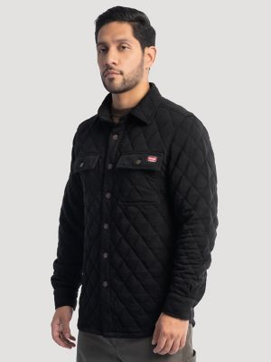 Men's Workwear Diamond Quilted Shacket in Black