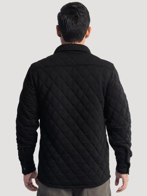 Men's Workwear Diamond Quilted Shacket in Black