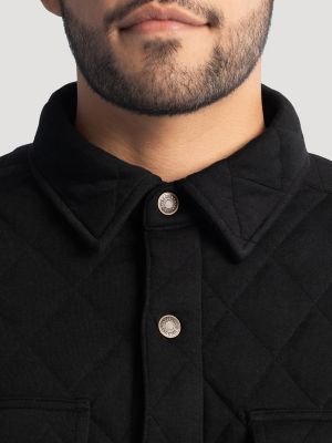 Men's Workwear Diamond Quilted Shacket in Black