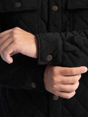 Men's Workwear Diamond Quilted Shacket in Black