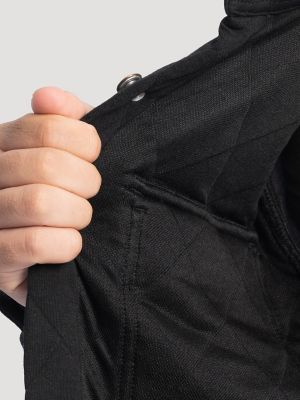 Men's Workwear Diamond Quilted Shacket in Black