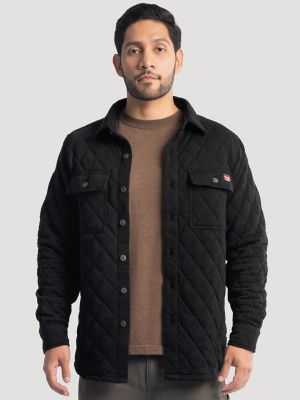 Men's Workwear Diamond Quilted Shacket in Black