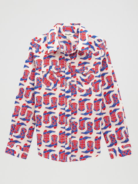 Детские ботинки Wrangler Girl's Cowgirl Boots Western Snap Shirt
