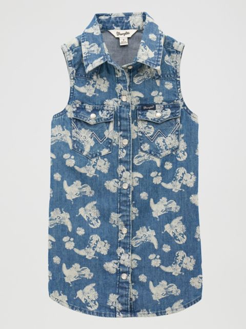 Детские ботинки Wrangler Girl's Sleeveless Boots Denim Western Snap Shirt