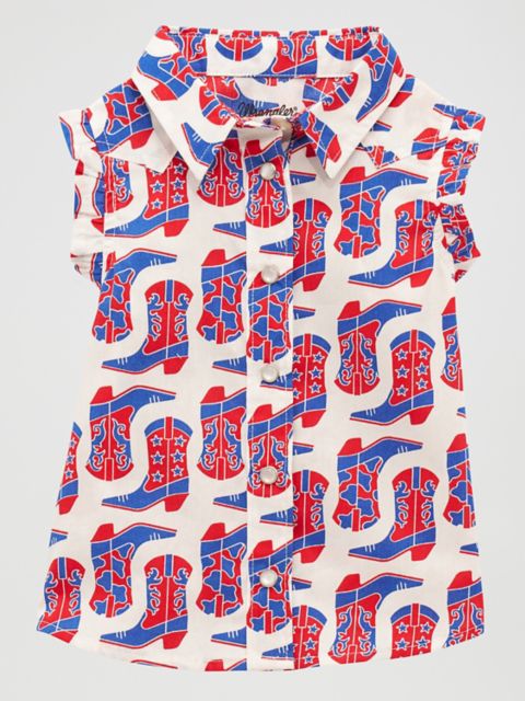 Детские рубашки Wrangler Little Girl's Sleeveless Ruffle Western Shirt