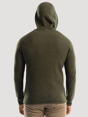 Mens Hooded Workwear Thermal Waffle Henley:Olive Green:M alternative view