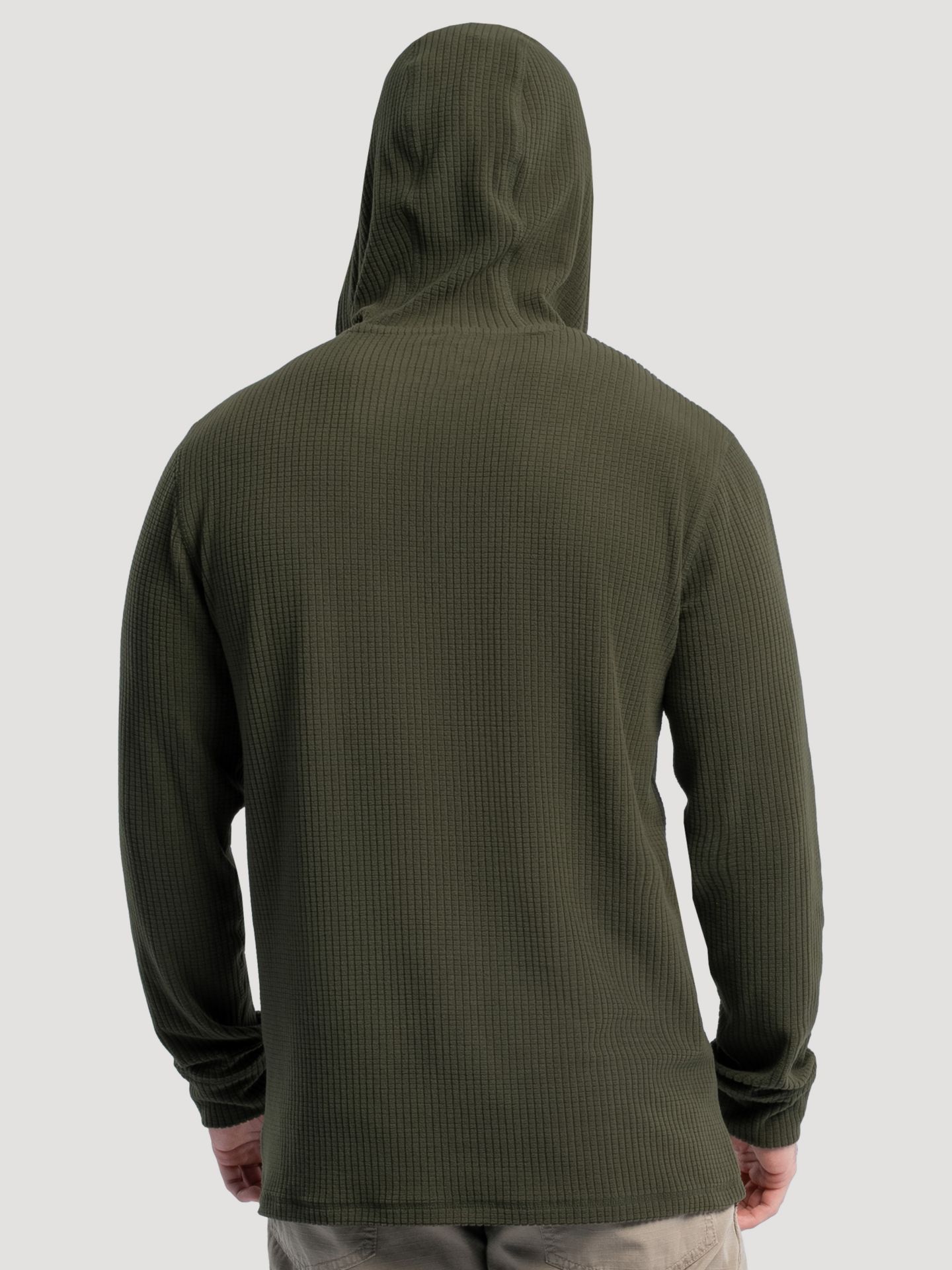 Мужские футболки Wrangler Hooded Workwear Grid Fleece Henley, цвет: Оливковый зелёный — фото 5