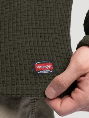 Mens Hooded Workwear Grid Fleece Henley:Olive Green:M alternative view 8
