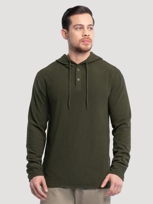 Men's Hooded Workwear Grid Fleece Henley | NEW | Wrangler®
