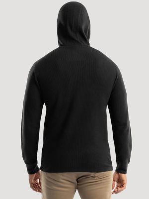 Men's Hooded Workwear Thermal Waffle Henley in Black Caviar alternative view 2