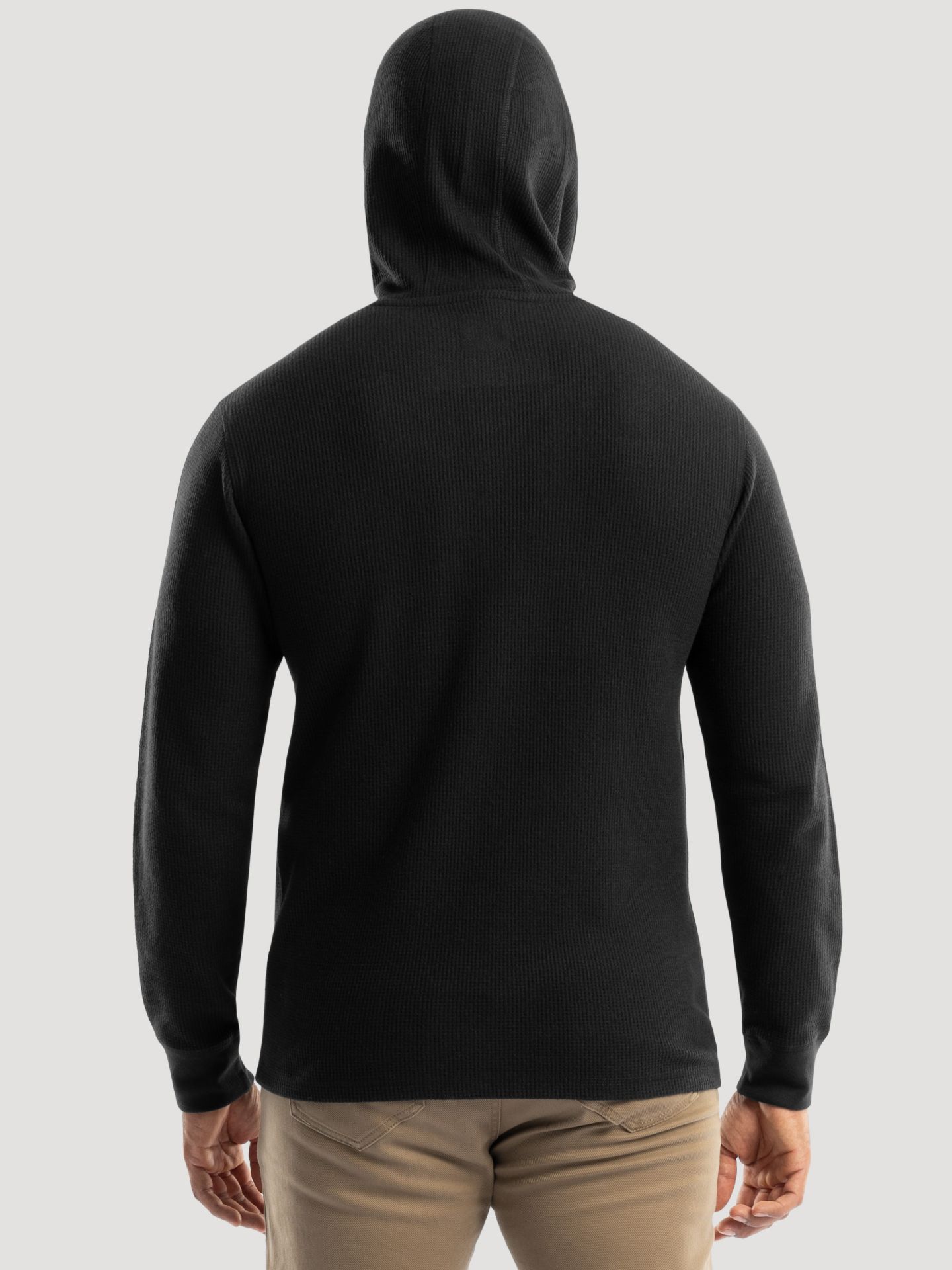 Мужские футболки Wrangler Hooded Workwear Thermal Waffle Henley, цвет: Чёрный — фото 3