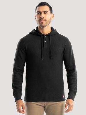 Men's Hooded Workwear Thermal Waffle Henley