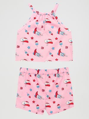 Little Girl's Western Print Shorts Set