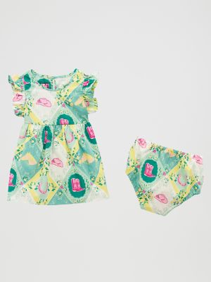 Little Girl's Ruffle Sleeve Print Dress