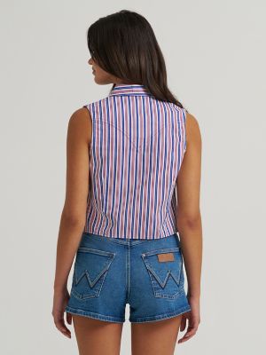 Women's Wrangler Striped Sleeveless Snap Shirt