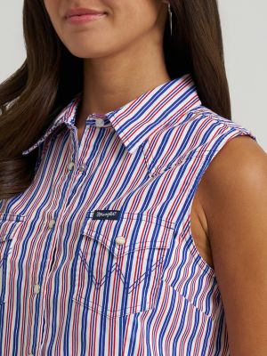 Women's Wrangler Striped Sleeveless Snap Shirt