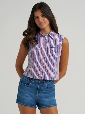 Women's Wrangler Striped Sleeveless Snap Shirt from Wrangler - $44.99