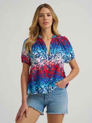 Women's Puff Sleeve Mini Button Blouse from Wrangler - $44.99