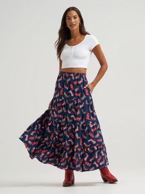 Women's Wrangler Printed Tiered Maxi Skirt