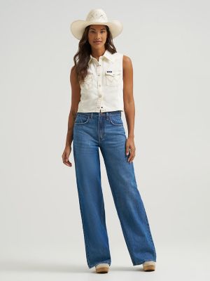 Women's Sleeveless Denim Snap Shirt | NEW | Wrangler®