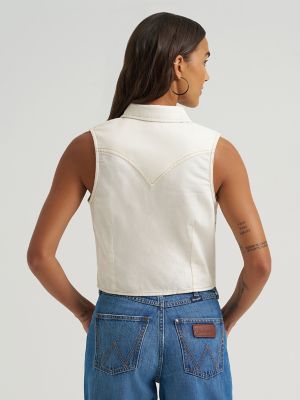 Women's Sleeveless Denim Snap Shirt | NEW | Wrangler®
