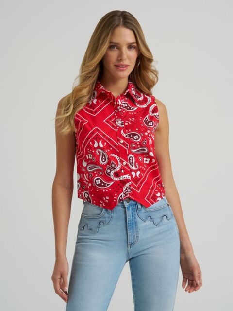 Женские жилеты Wrangler Women's Bandana Print Shirt Vest