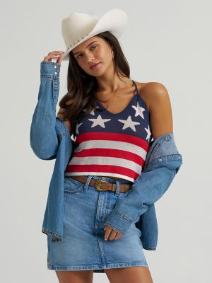 Women's Stars and Stripes Crochet Tank