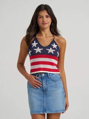 Women's Stars and Stripes Crochet Tank