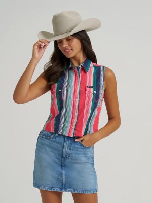 Women's Wrangler Striped Sleeveless Snap Shirt from Wrangler - $44.99