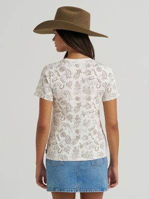 Women's Wrangler All Over Print Slim Tee in Cream alternative view 2