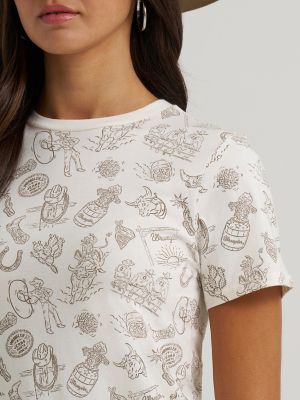 Women's Wrangler All Over Print Slim Tee in Cream alternative view 3