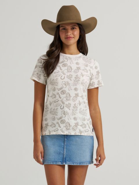 Женские футболки Wrangler Women's Wrangler All Over Print Slim Tee
