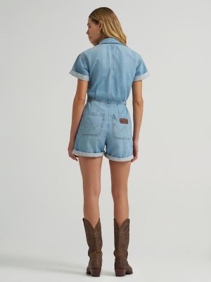 Women's Denim Snap Utility Romper