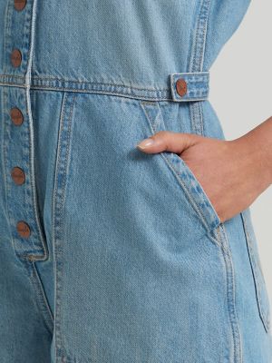 Women's Denim Snap Utility Romper