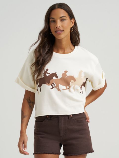 Женские худи Wrangler Women's Short Sleeve Crew Sweatshirt