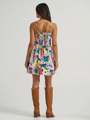 Women's Bold Print Corset Snap Dress
