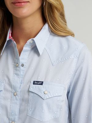 Women's Wrangler Olivia Western Slim Dress Shirt in Star Blue alternative view 4