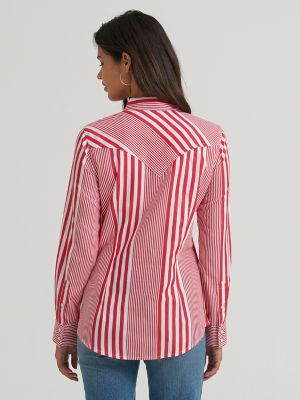 Women's Wrangler Olivia Western Snap Shirt in Americana Red alternative view 3