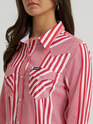 Women's Wrangler Olivia Western Snap Shirt in Americana Red alternative view 4