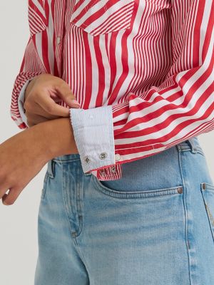 Women's Wrangler Olivia Western Snap Shirt in Americana Red alternative view 5