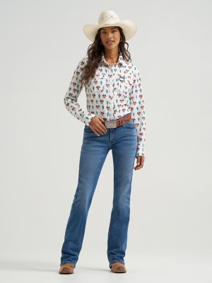 Women's Wrangler Aria Performance Shirt in Cream Saddle