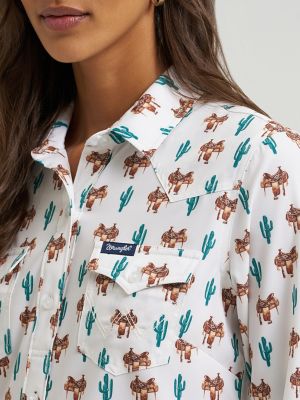 Women's Wrangler Aria Performance Shirt in Cream Saddle
