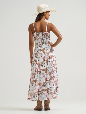 Womens Western Tank Maxi Dress:White:L alternative view 2