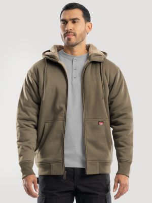 Men's Hooded Workwear Sherpa Lined Zip Sweatshirt