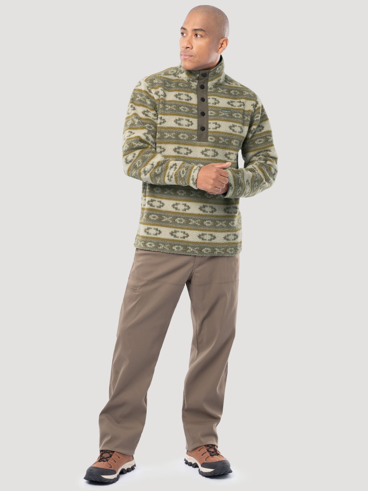 Мужской свитер Wrangler ATG™ Sherpa Pattern Pullover, цвет: Оливковый — фото 2