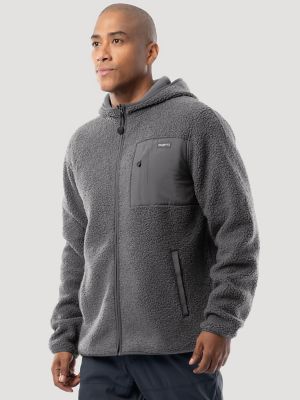 Men's Wrangler ATG&trade; Sherpa Zip Front Jacket in Grey alternative view 2
