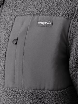 Men's Wrangler ATG&trade; Sherpa Zip Front Jacket in Grey alternative view 7