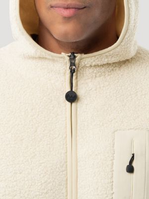 Men's Wrangler ATG&trade; Sherpa Zip Front Jacket in Bone White alternative view 5