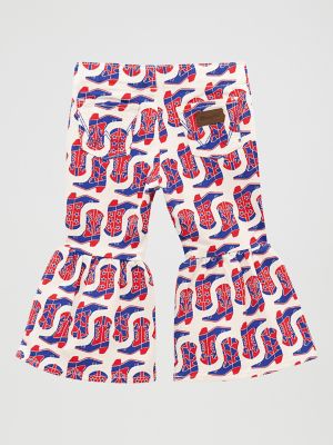 Little Girl's Print Ruffle Flare Jean in Casey
